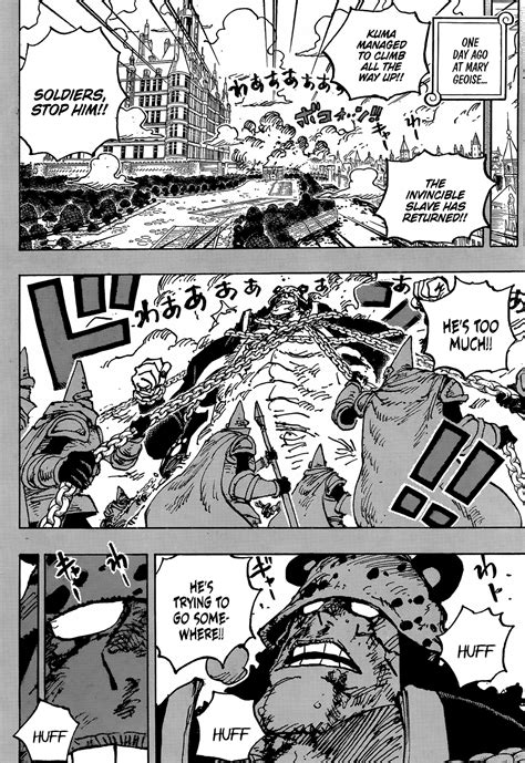Read the spoilers, you will understand. True!!! So snakeman and Borsalino volley attacks at each other, and then Borsalino flies up and launches a stronger high speed kick that sent Luffy flying back. Luffy then gets up in G5 giant and grabs Borsalino.